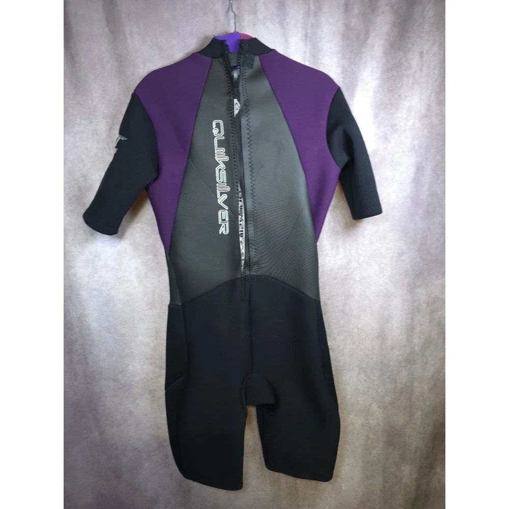 Quiksilver Shorty Wetsuit Purple Black‎ Short Sleeve Size L